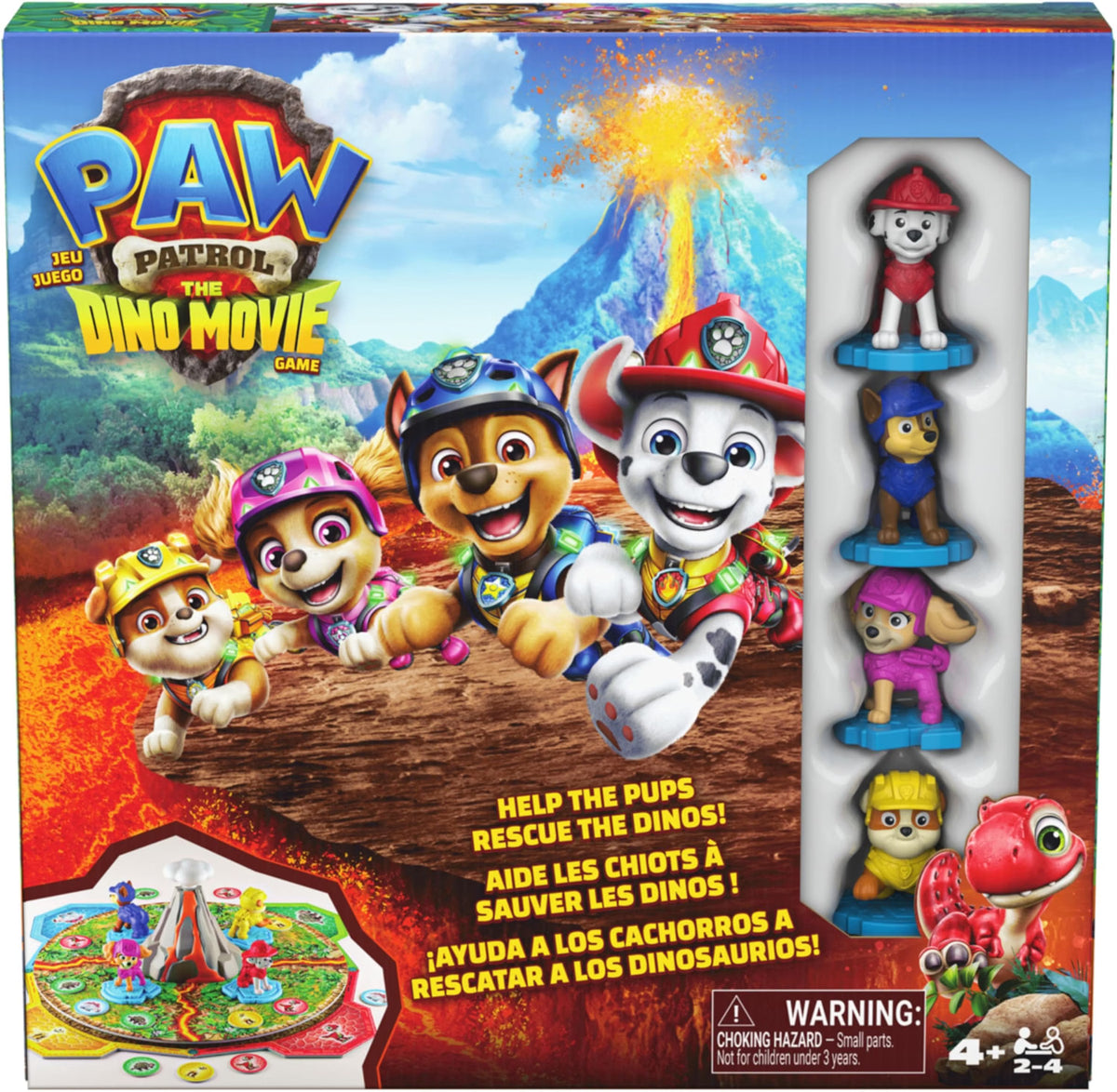 Spin Master PAW Patrol: The Dino Movie Board Game w/ Rotating Volcano