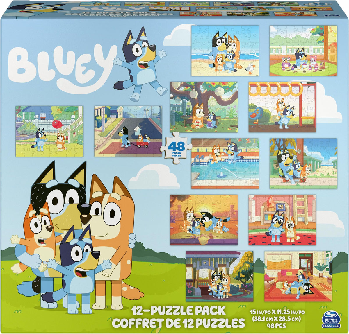 Spin Master Bluey 12-Pack Jigsaw Puzzles for Preschoolers