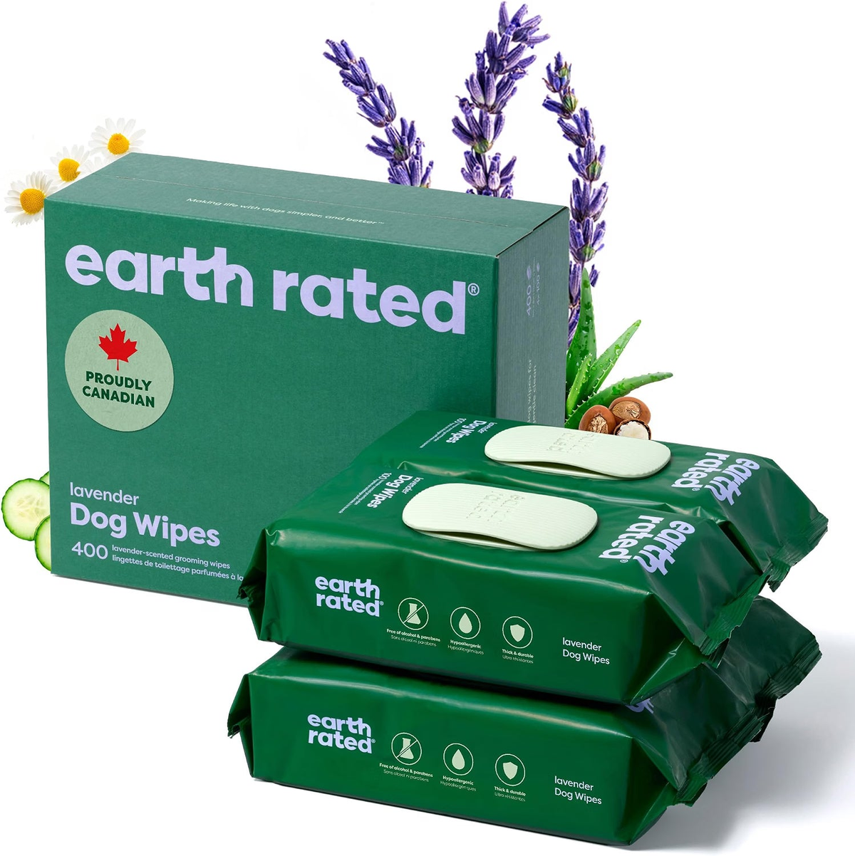 Earth Rated Pet Wipes for Dogs and Cats Lavender Scent 400 ct