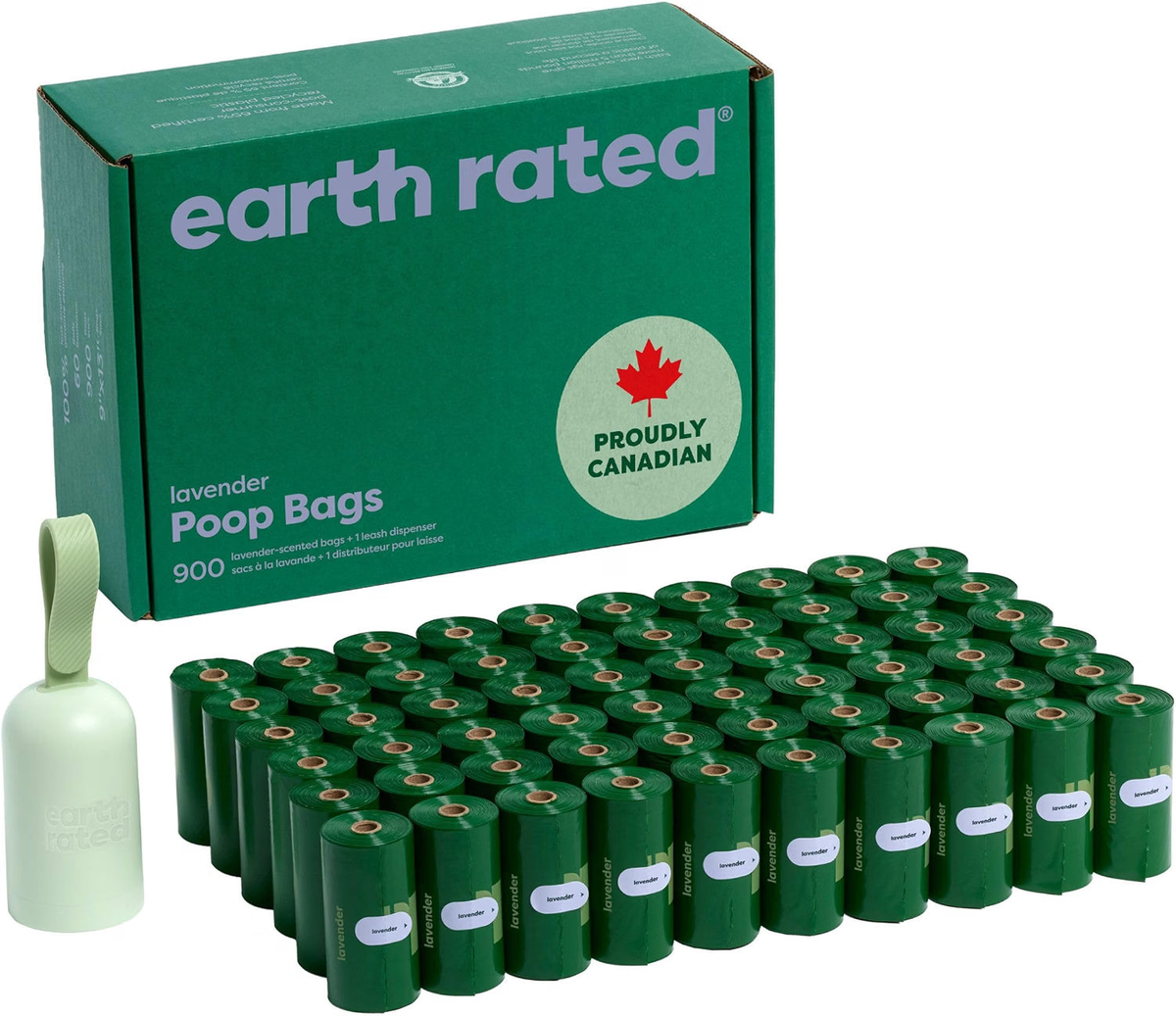 Earth Rated 1 Dog Poop Bag Dispenser and 900 Bag Refills Lavender Scent 1 + 900 ct