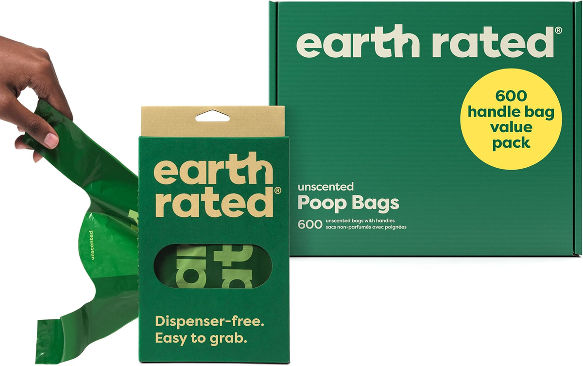 Earth Rated Dog Poop Bags with Easy-to-Tie Handles Unscented 600 ct