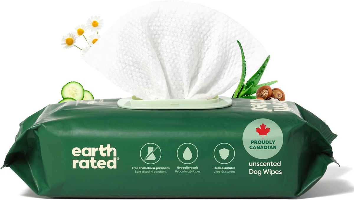 Earth Rated Pet Wipes for Dogs and Cats Unscented 100 ct