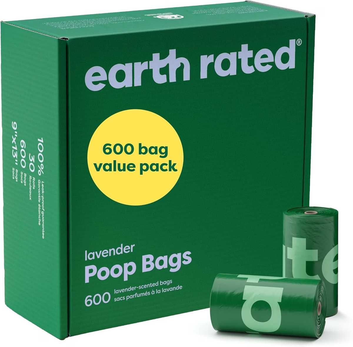 Earth Rated Dog Poop Bags Value Pack Lavender Scent 600 ct