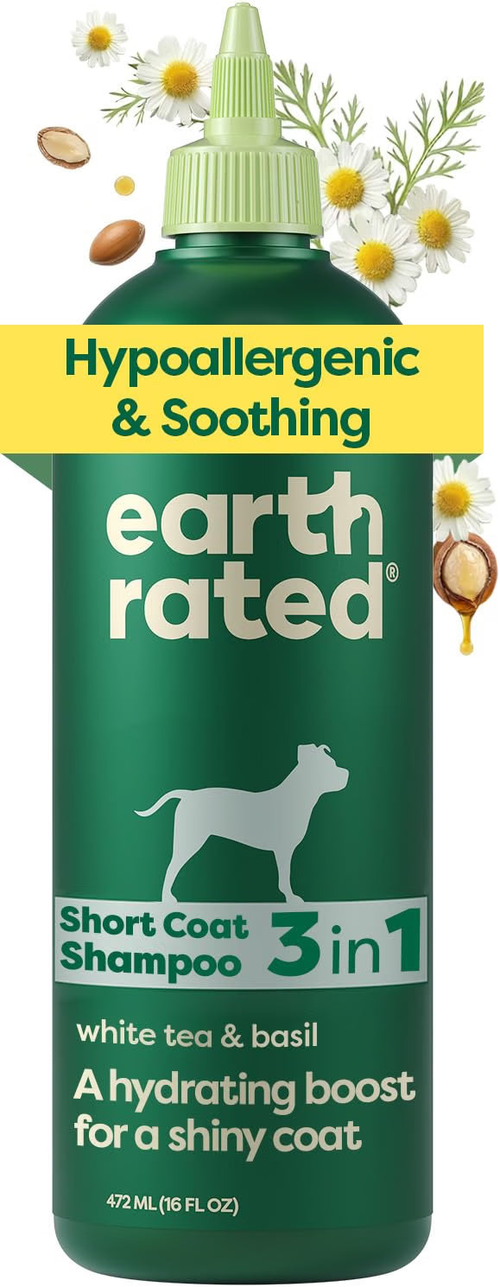 Earth Rated 3-in-1 Soothing Deodorizing Oatmeal Dog Shampoo and Conditioner White Tea and Basil Scent 473 ml