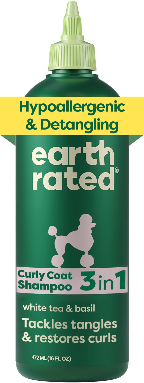 Earth Rated 3-in-1 Detangling Deodorizing Oatmeal Dog Shampoo and Conditioner White Tea and Basil Scent 473 ml