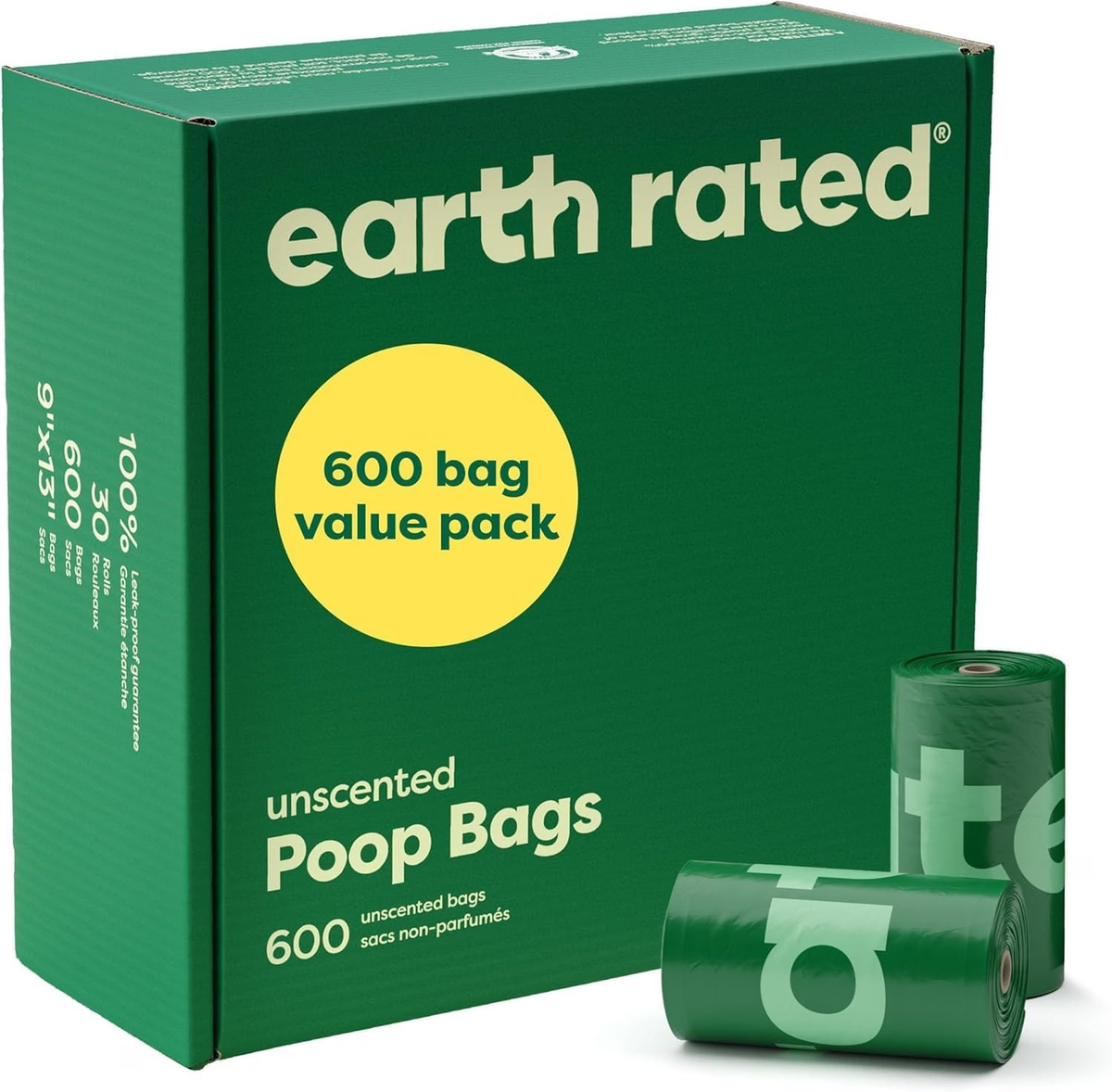 Earth Rated Dog Poop Bags Value Pack Unscented 600 ct